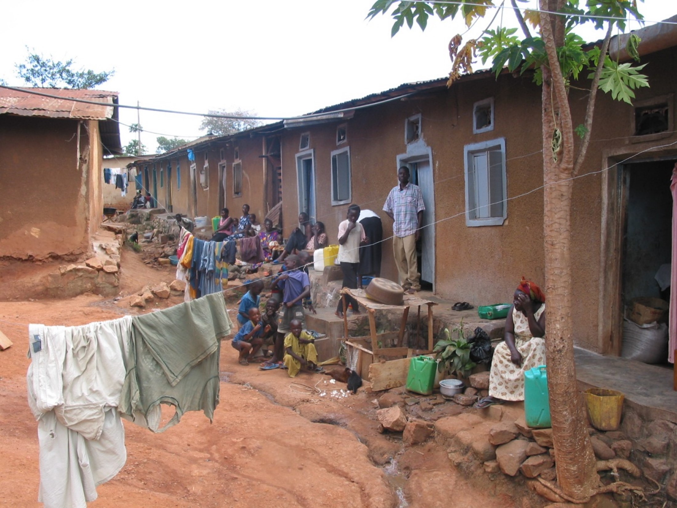 A housing area in Kampala Children in a slum