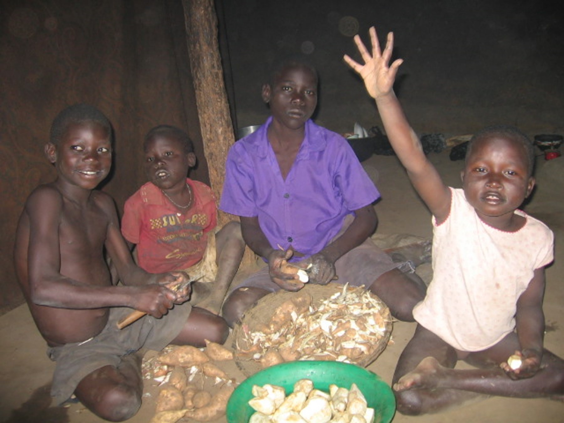 Children peeling potatoes Children peeling potatoes