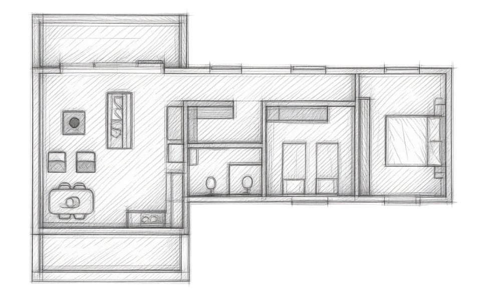 sketch of the interior floor plan