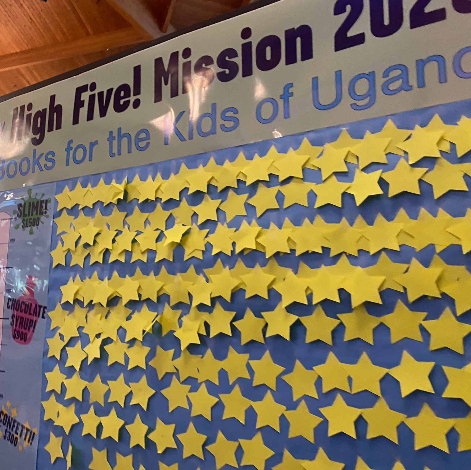 Fundraising board with yellow stars